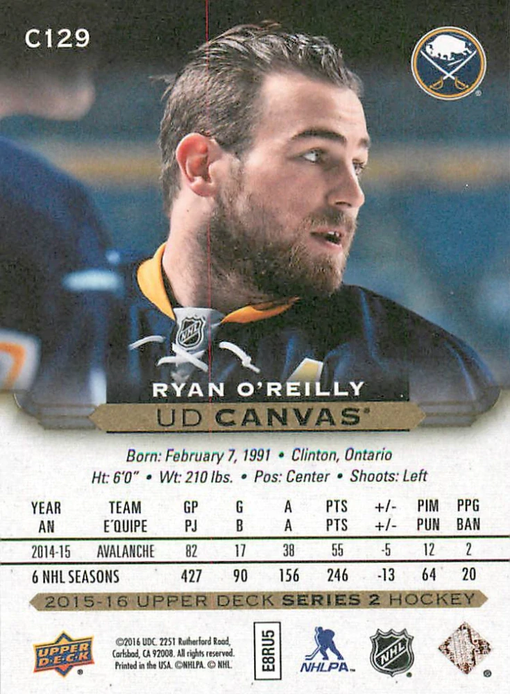 2015-16 UD Series 2 - Ryan O'Reilly - Canvas #C129