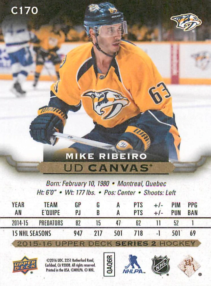 2015-16 UD Series 2 - Mike Ribeiro - Canvas #C170