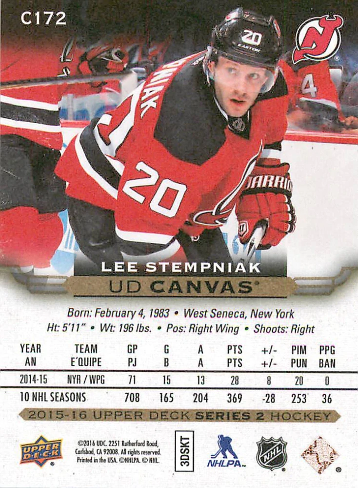 2015-16 UD Series 2 - Lee Stempniak - Canvas #C172