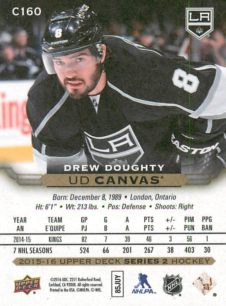 2015-16 UD Series 2 - Drew Doughty - Canvas #C160