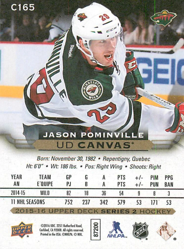 2015-16 UD Series 2 - Jason Pominville - Canvas #C165