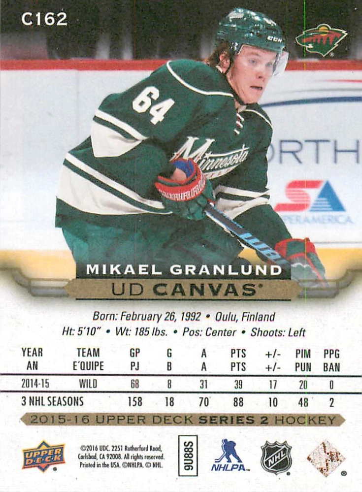 2015-16 UD Series 2 - Mikael Granlund - Canvas #C162