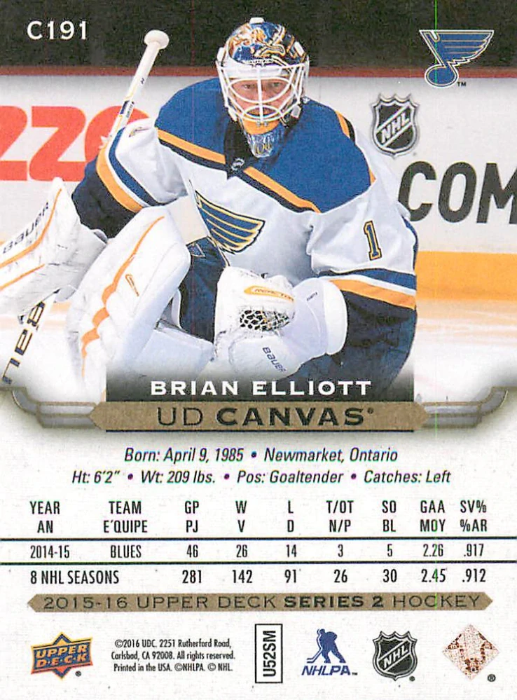 2015-16 UD Series 2 - Brian Elliot - Canvas #C191
