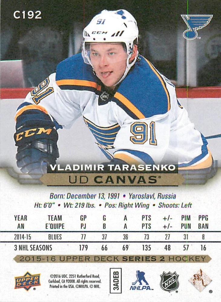 2015-16 UD Series 2 - Vladimir Tarasenko - Canvas #C192