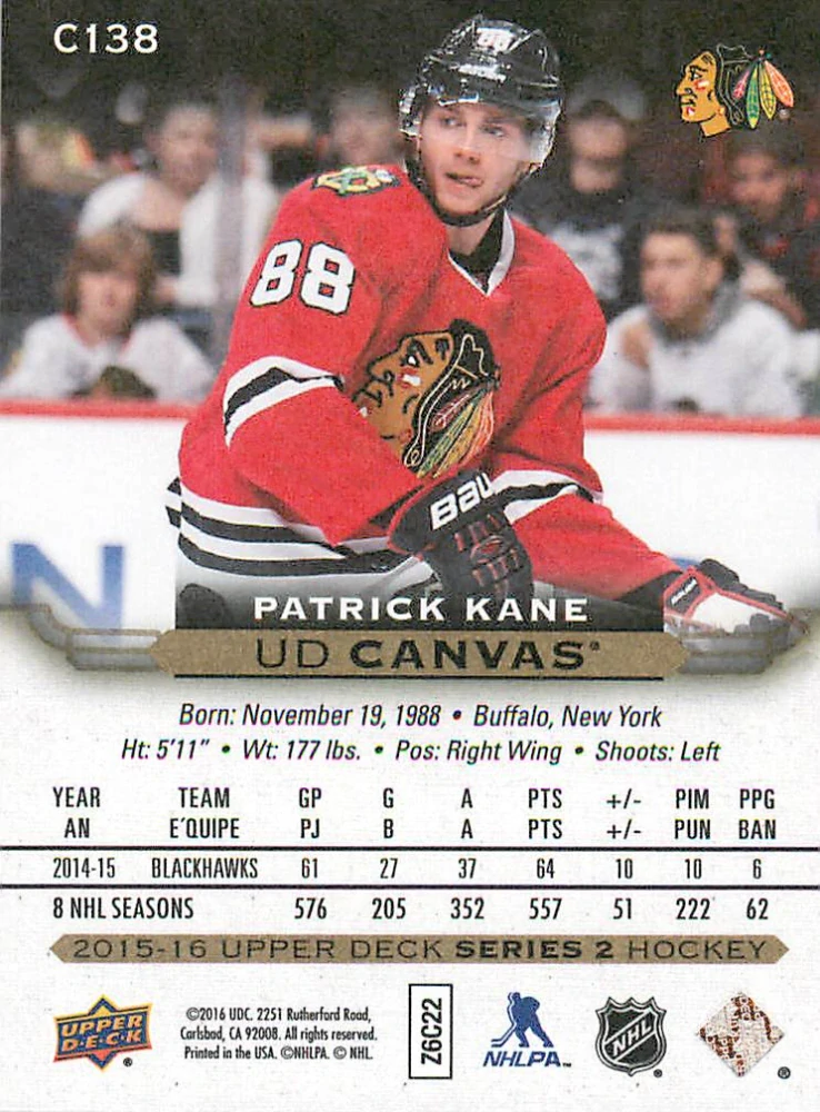 2015-16 UD Series 2 - Patrick Kane - Canvas #C138