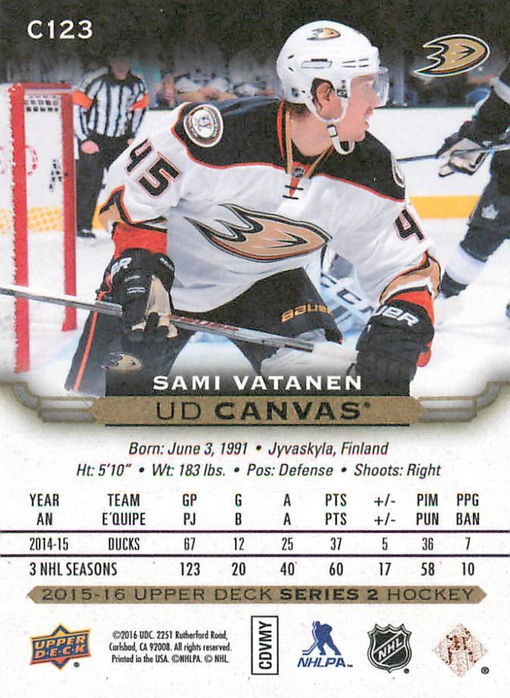 2015-16 UD Series 2 - Sami Vatanen - Canvas #C123