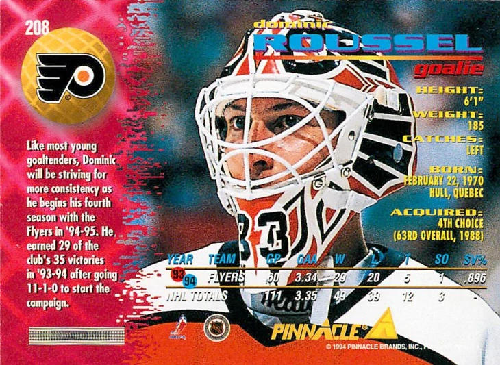 1994-95 Pinnacle - Dominic Roussel #208