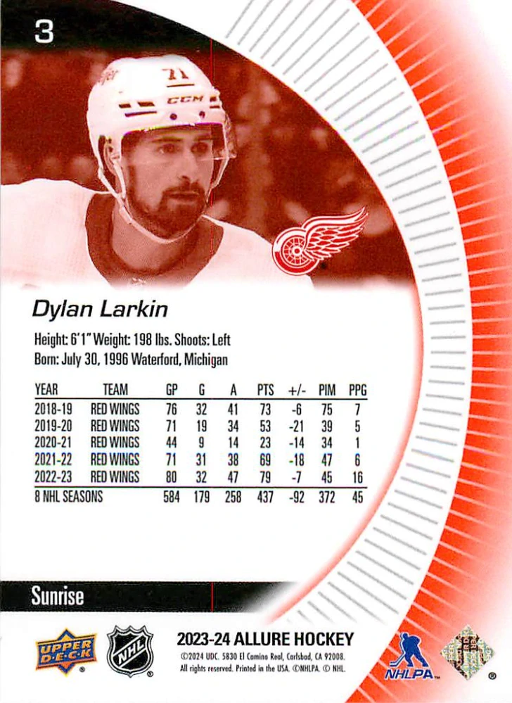 2023-24 UD Allure - Dylan Larkin - Sunrise #3