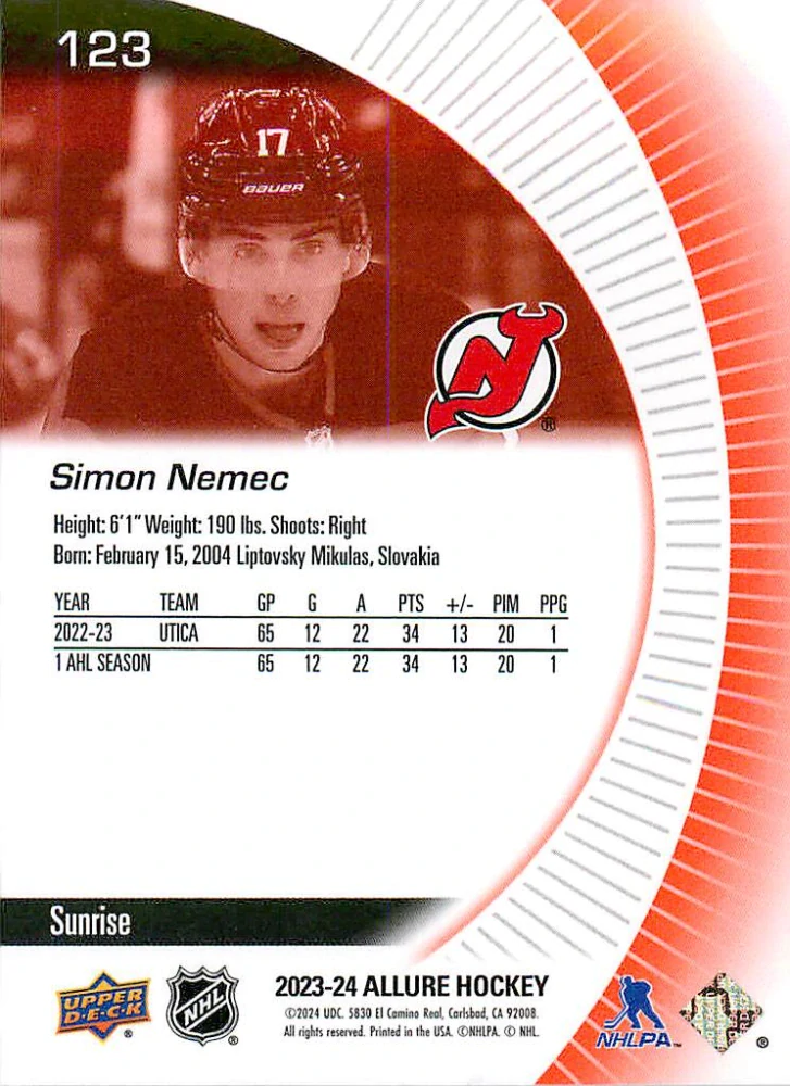 2023-24 UD Allure - Šimon Nemec - Rookie Sunrise #123