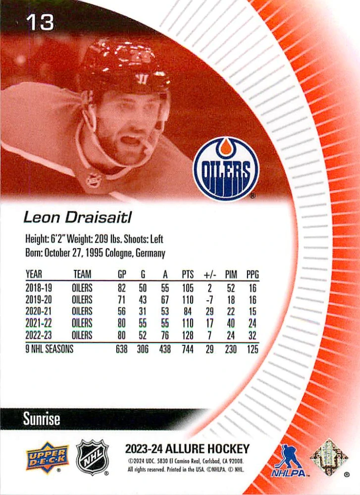 2023-24 UD Allure - Leon Draisaitl - Sunrise #13