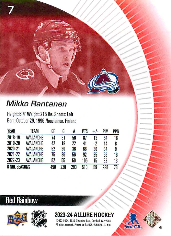 2023-24 UD Allure - Mikko Rantanen - Red Rainbow #7