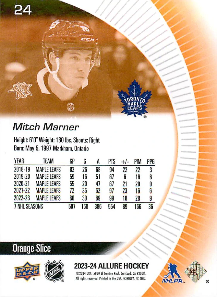 2023-24 UD Allure - Mitch Marner - Orange Slice #24