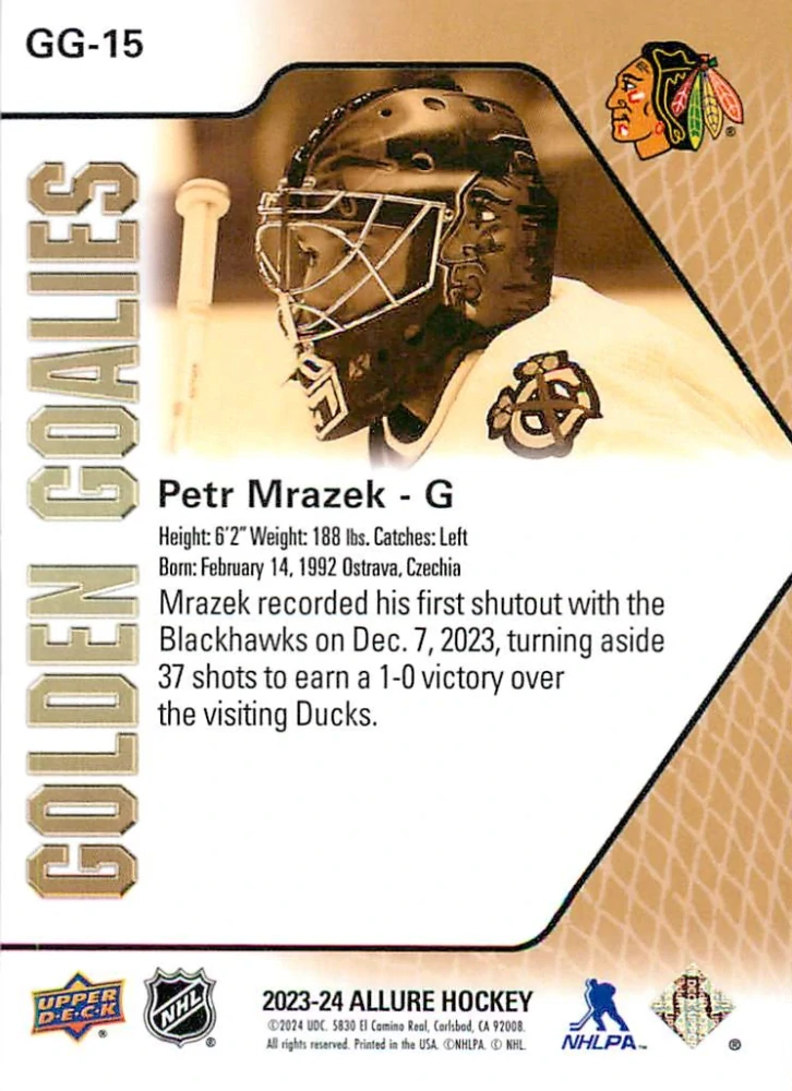 2023-24 UD Allure - Petr Mrázek - Golden Goalies #GG-15