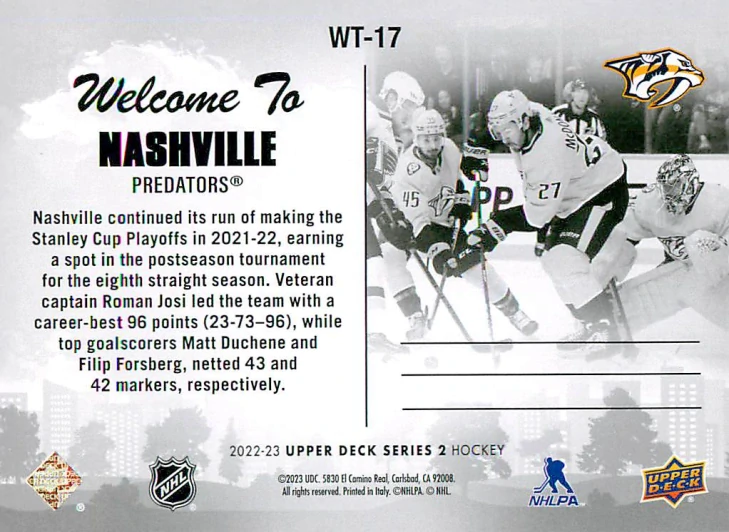 2022-23 UD Series 2 - Welcome To Nashville #WT-17
