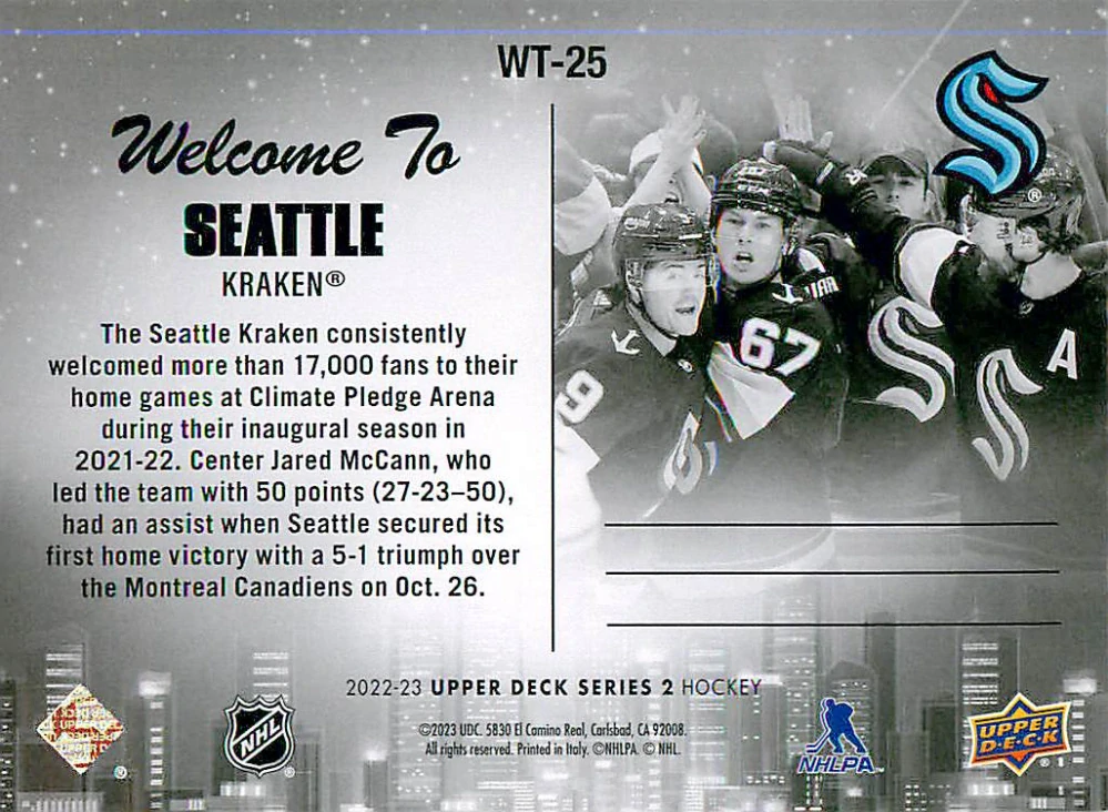 2022-23 UD Series 2 - Welcome To Seattle #WT-25
