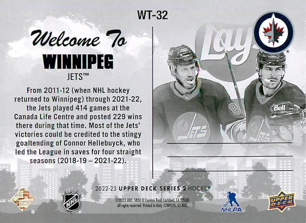 2022-23 UD Series 2 - Welcome To Winnipeg #WT-32