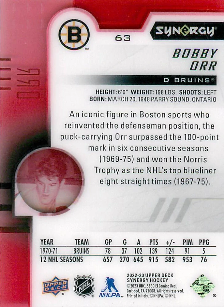 2022-23 UD Synergy - Bobby Orr #63