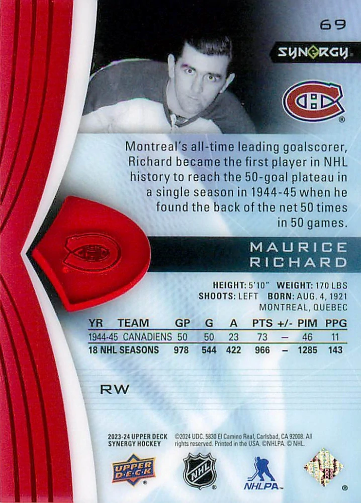 2023-24 UD Synergy - Maurice Richard #69