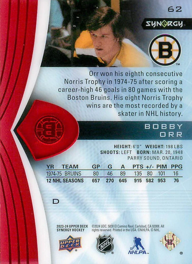 2023-24 UD Synergy - Bobby Orr #62