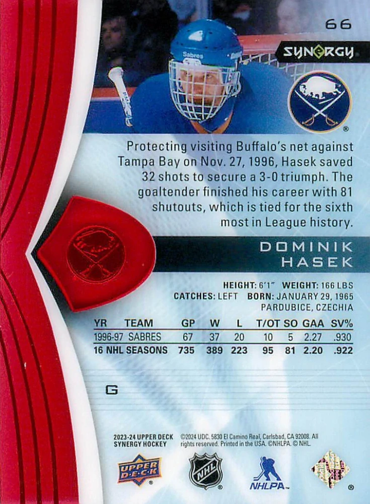 2023-24 UD Synergy - Dominik Hašek #66