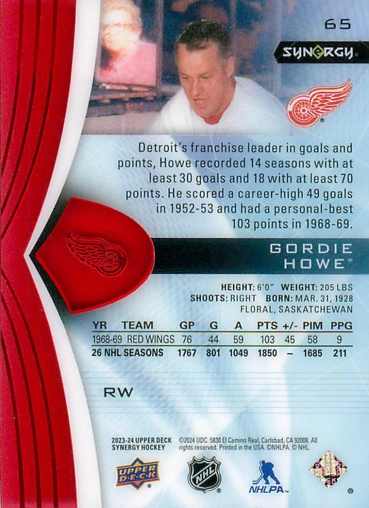 2023-24 UD Synergy - Gordie Howe #65
