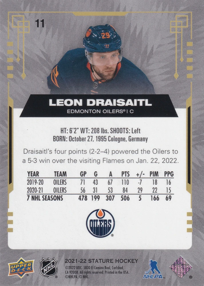 2021-22 UD Stature - Leon Draisaitl #11