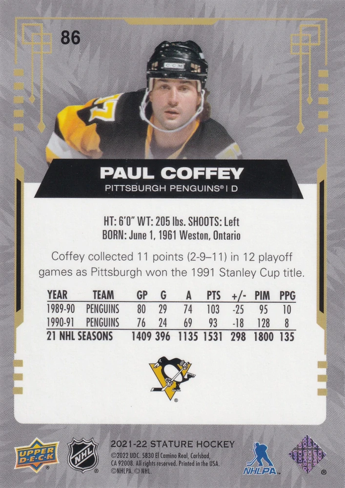 2021-22 UD Stature - Paul Coffey #86