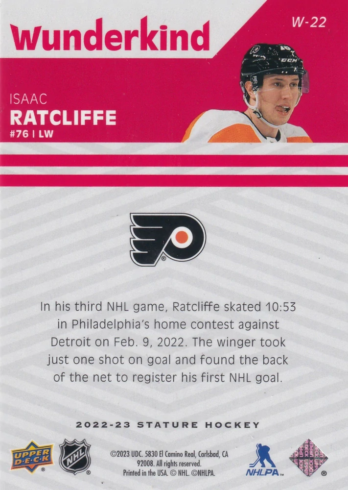 2022-23 UD Stature - Isaac Ratcliffe - Wunderking Red /75 #W-22