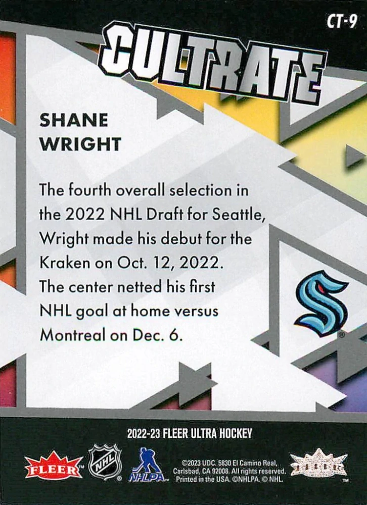 2022-23 UD Fleer Ultra - Shane Wright - Cultrate #CT-9