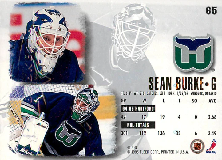 1995-96 Fleer Ultra - Sean Burke - Gold Medallion #65