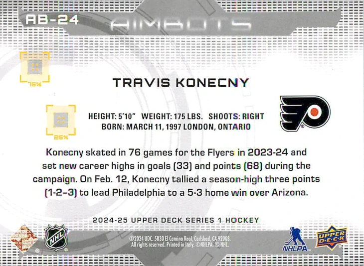 2024-25 UD Series 1 - Travis Konecny - Aimbots #AB-24