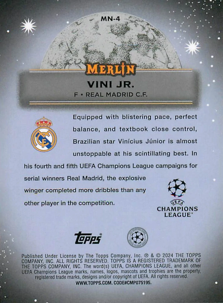 2023-24 Topps Merlin UEFA Club Competitions - Vini Jr. - Mystic Nights #MN-4