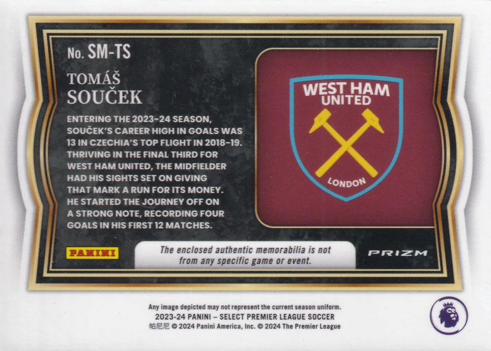 2023-24 Panini Select Premier League - Tomáš Souček - Select Memorabilia #SM-TS