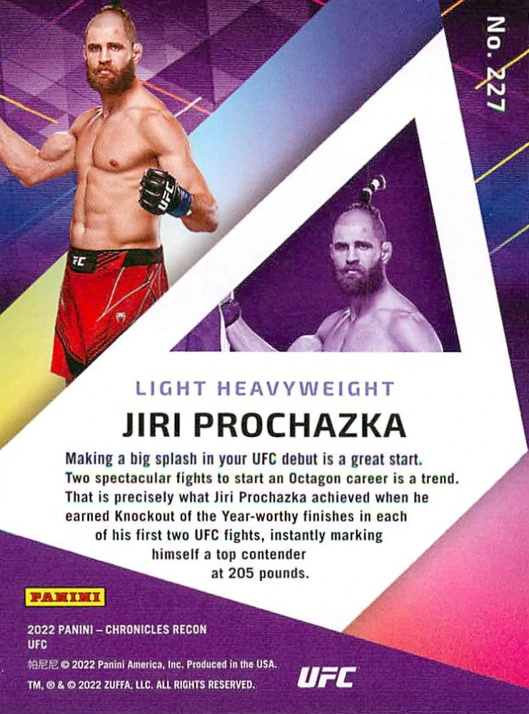 2022 Panini Chronicles UFC - Jiří Procházka - Recon Blue /99 #227