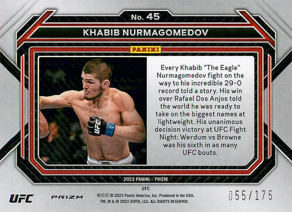 2023 Panini Prizm UFC - Khabib Nurmagomedov - Blue Prizm /175 #45