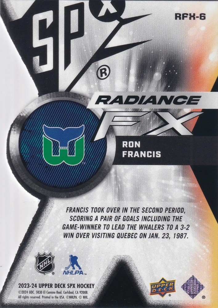 2023-24 UD SPx - Ron Francis - Radiance FX /949 #RFX-6