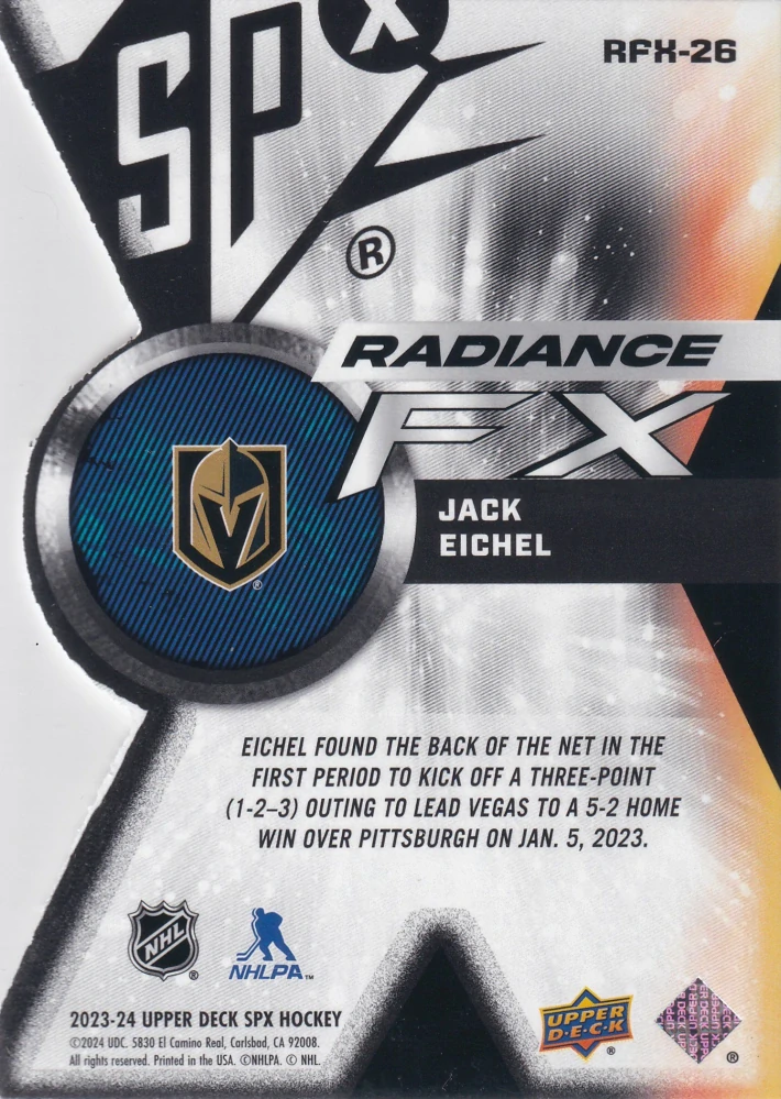2023-24 UD SPx - Jack Eichel - Radiance FX /949 #RFX-26