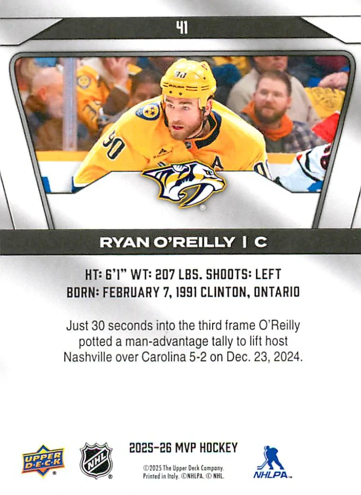 2025-26 UD MVP - Ryan O'Reilly #41