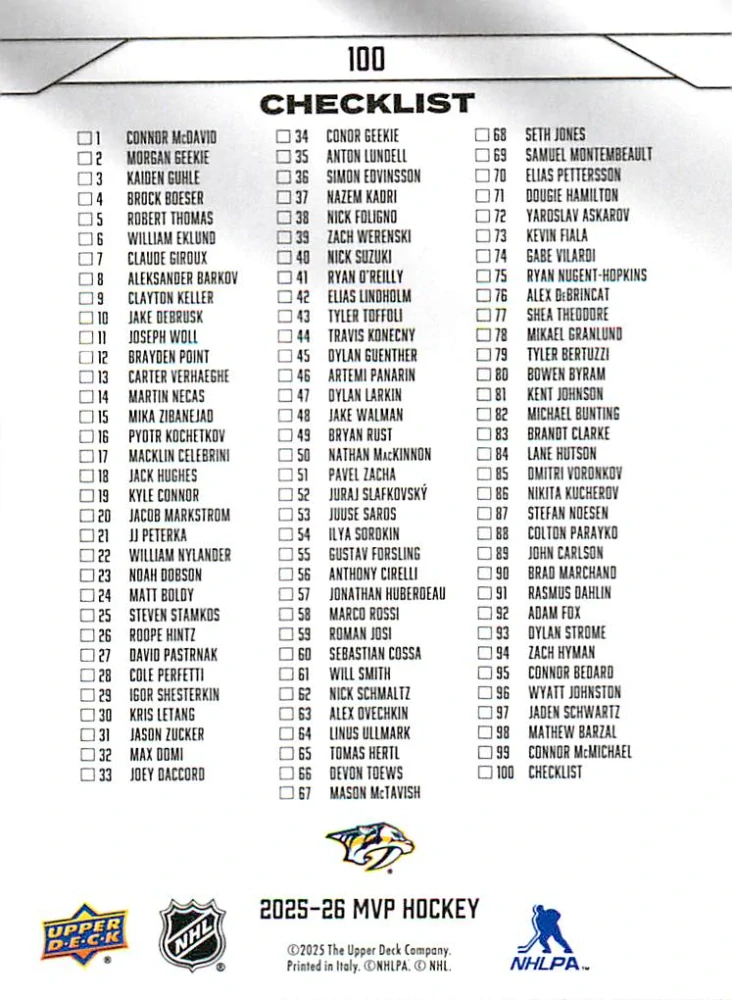 2025-26 UD MVP - Filip Forsberg - Checklist #100