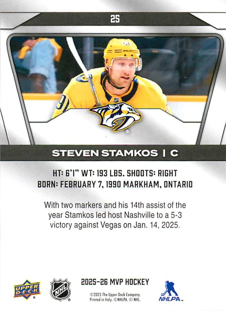 2025-26 UD MVP - Steven Stamkos #25