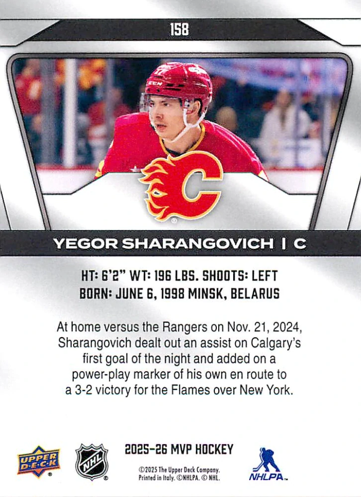 2025-26 UD MVP - Yegor Sharangovich #158