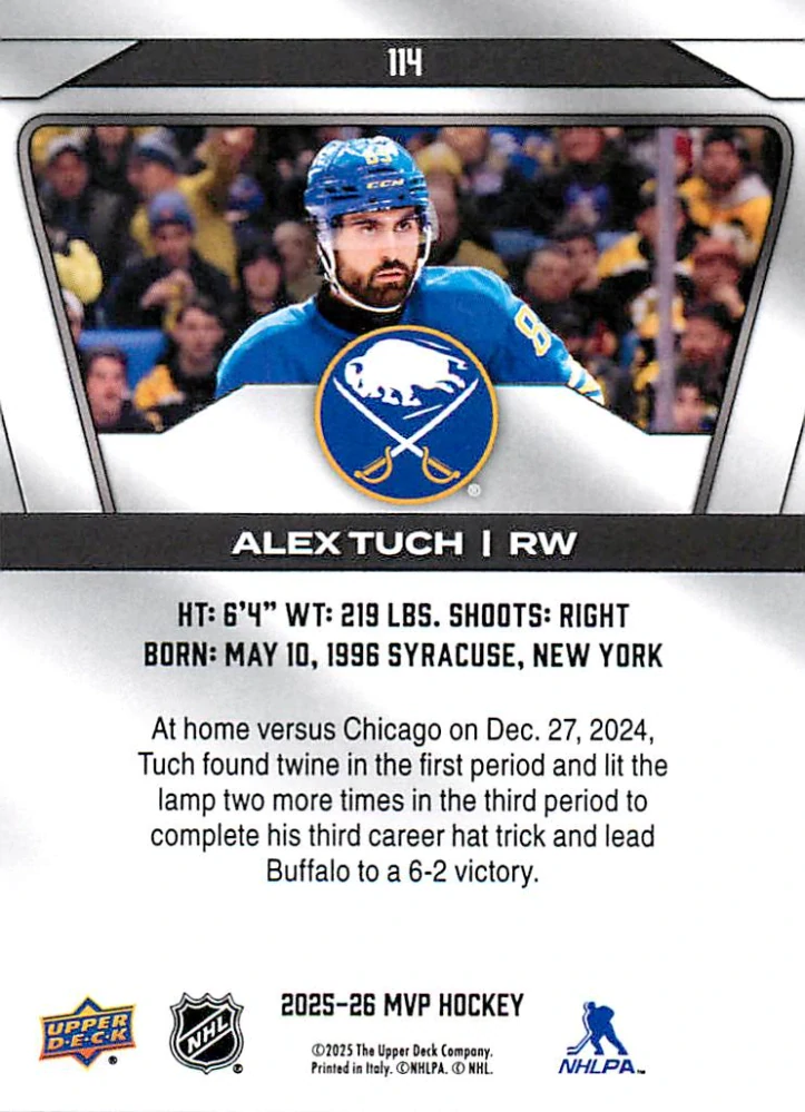 2025-26 UD MVP - Alex Tuch #114