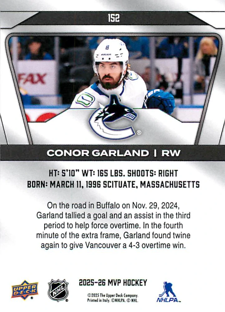 2025-26 UD MVP - Conor Garland #152