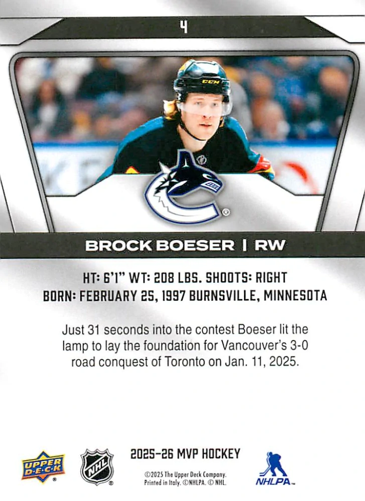 2025-26 UD MVP - Brock Boeser #4