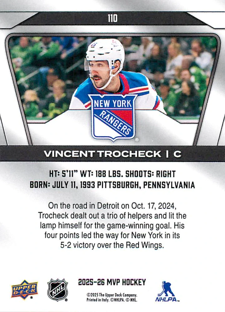 2025-26 UD MVP - Vincent Trocheck #110