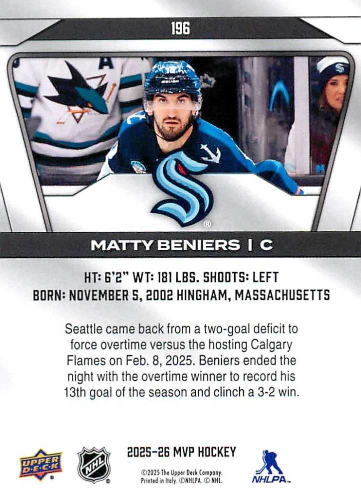 2025-26 UD MVP - Matty Beniers #196