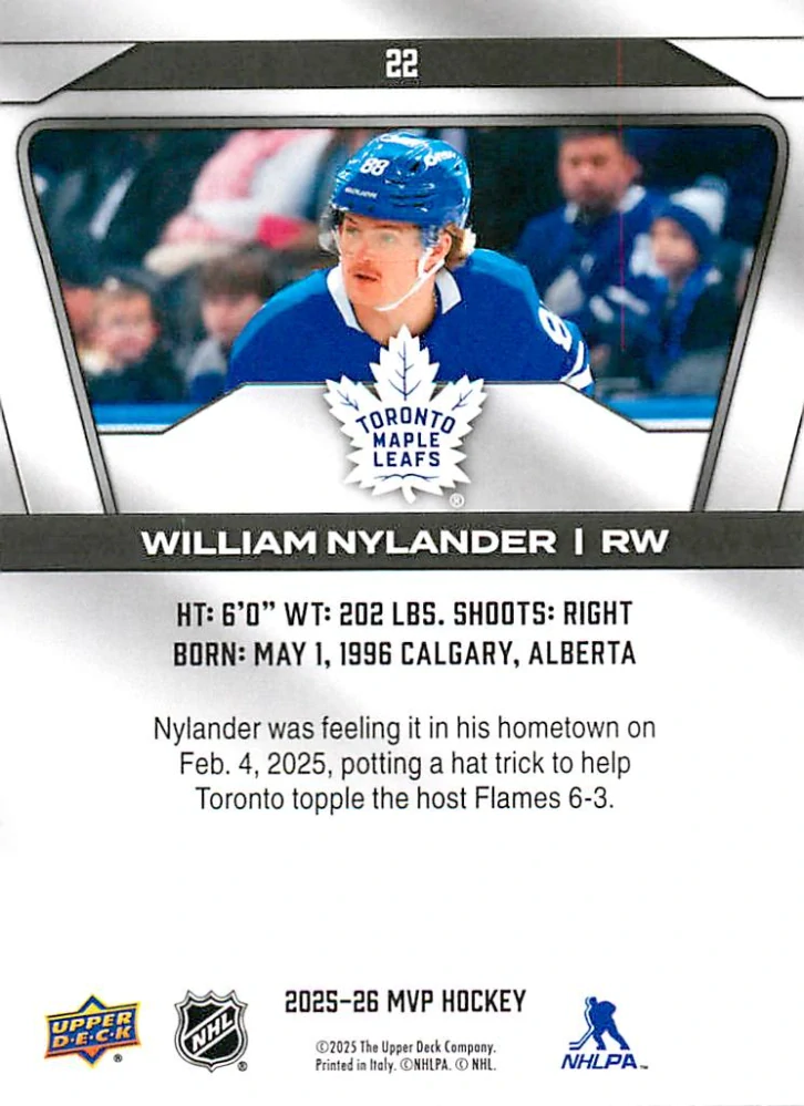 2025-26 UD MVP - William Nylander #22