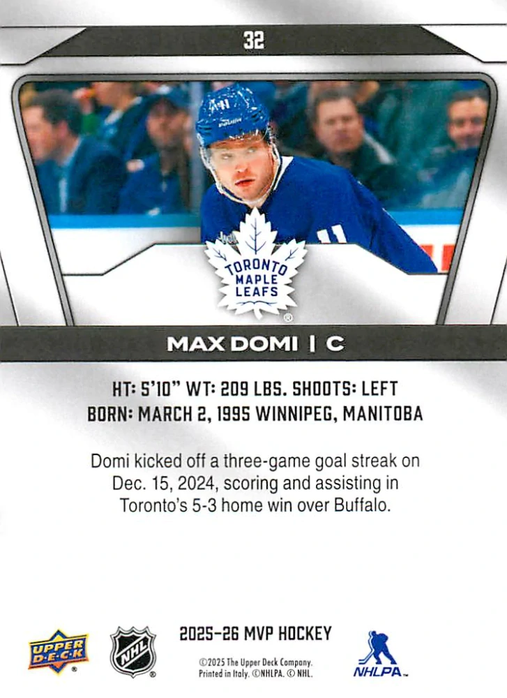 2025-26 UD MVP - Max Domi #32