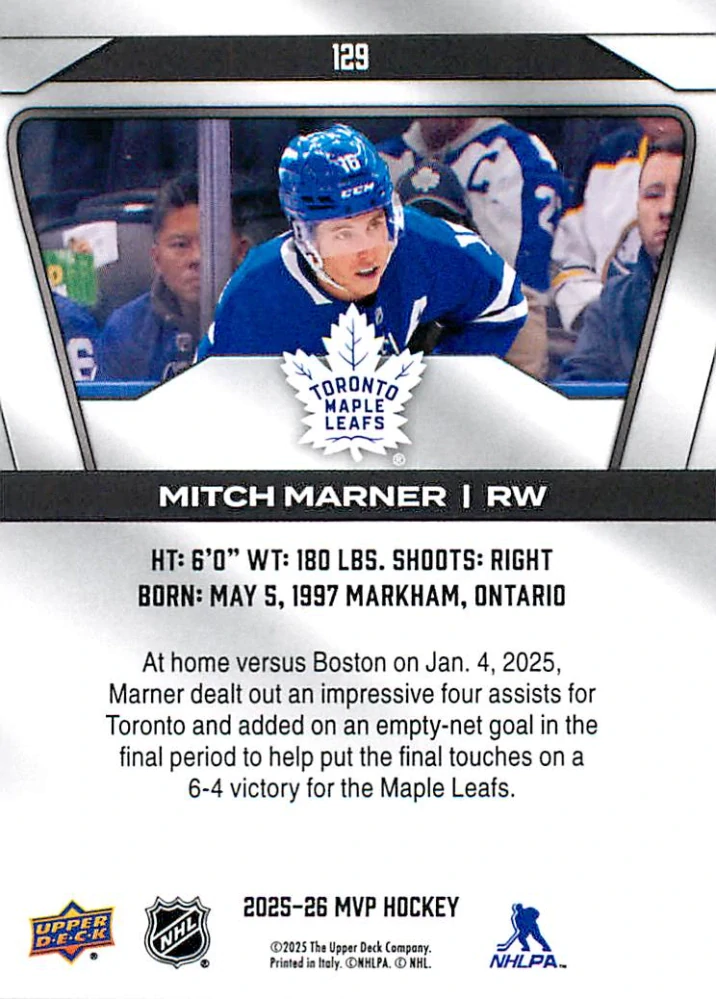 2025-26 UD MVP - Mitch Marner #129