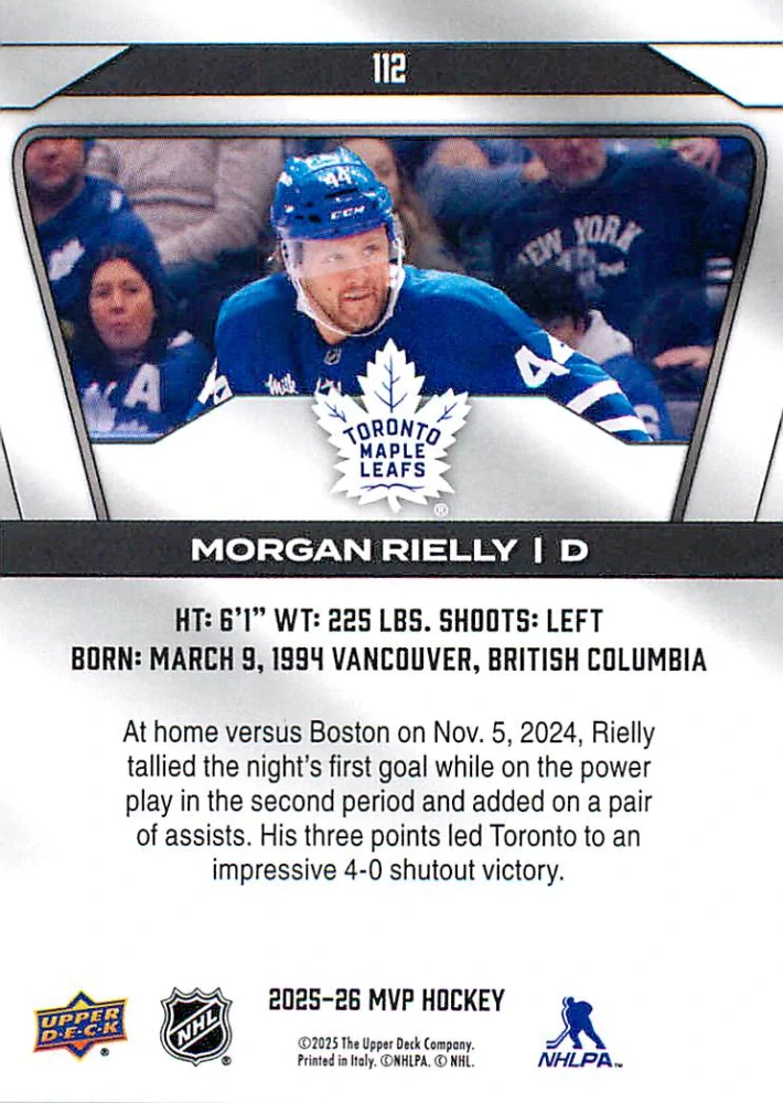 2025-26 UD MVP - Morgan Rielly #112
